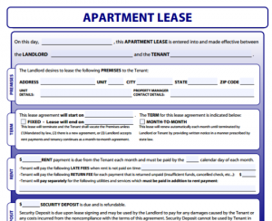 apartment lease agreement baecedd example form x