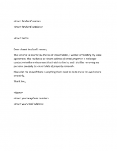 apartment lease termination letter termination letter x