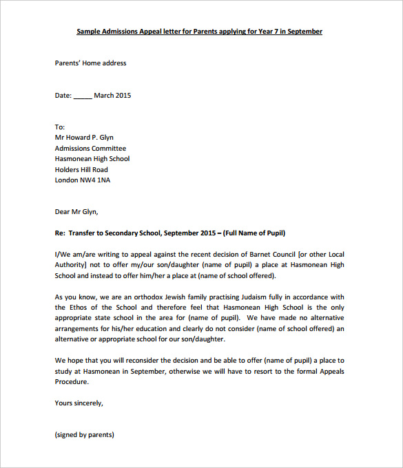Appeal Letter Format | Template Business How To Write An Appeal