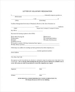 applicant form template voluntary resignation letter