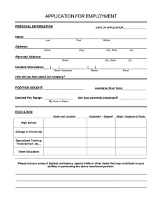 application for employment form application for employment sample form