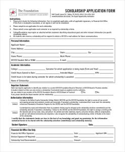 application for scholarship sample college scholarship application form