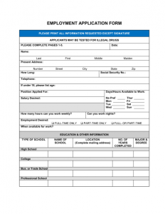 application form template job application form template