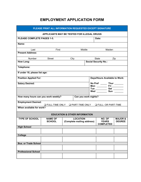 application form template