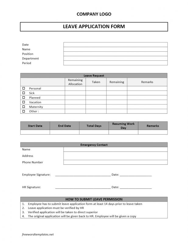 application form template