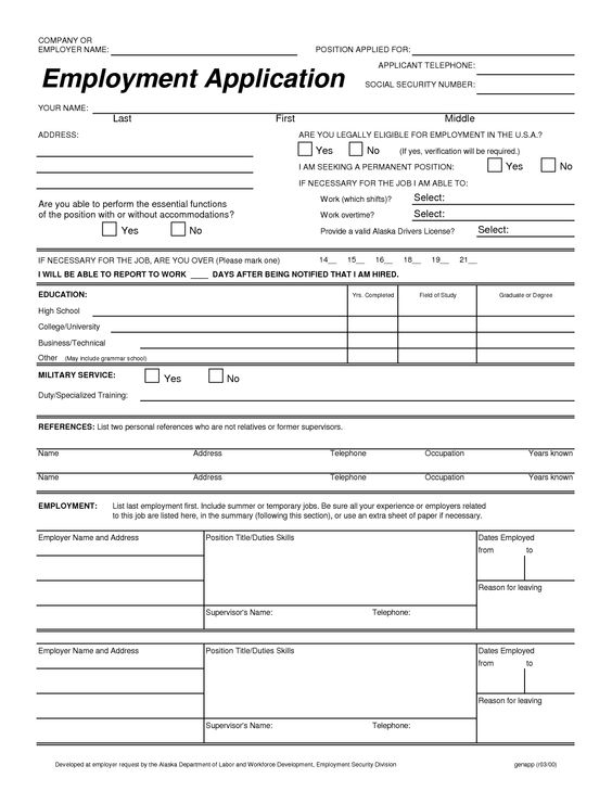 application form templates