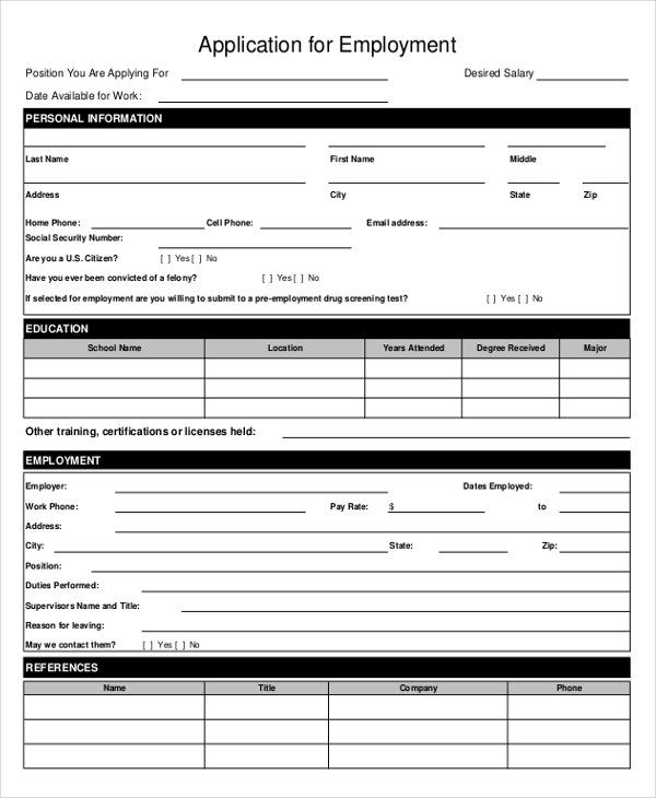 application forms templates