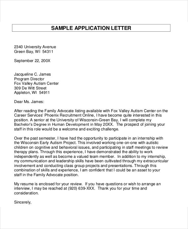 application letter format