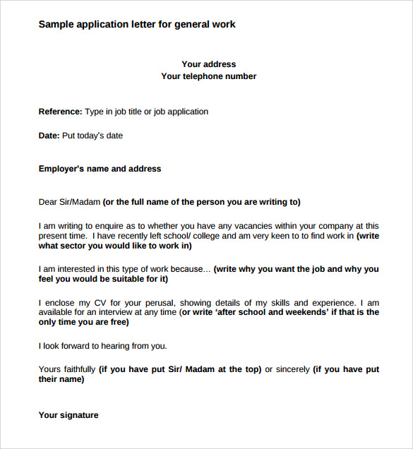 application letter format