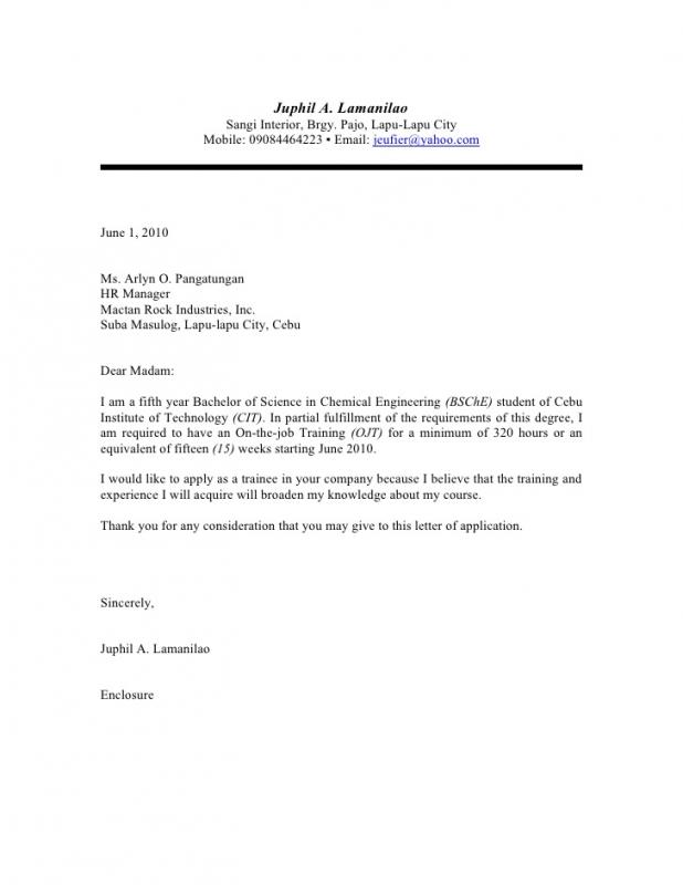 application letter sample