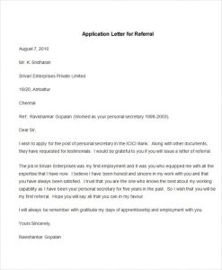 application letter sample sample application letter for referral