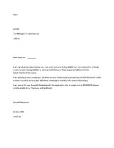 application letter template ojt application sample