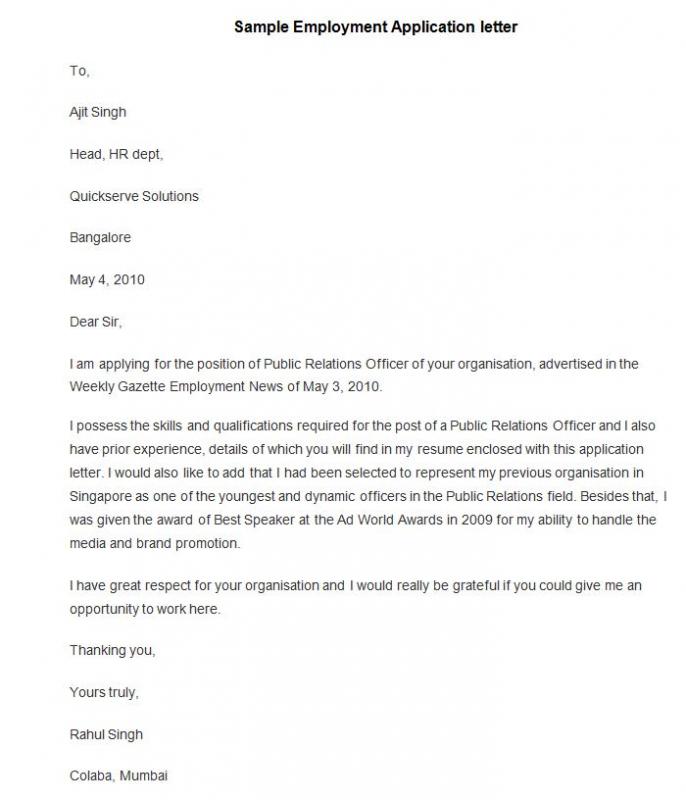 application letter template