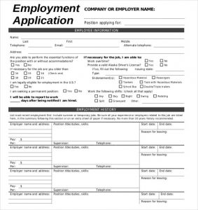 applications for employment templates employement application form template