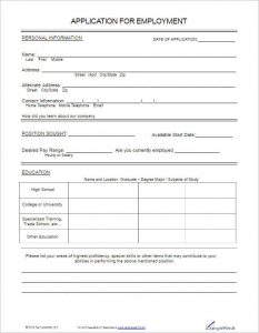 applications for employment templates free employee application template