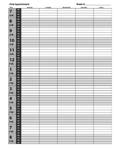 appointment book template