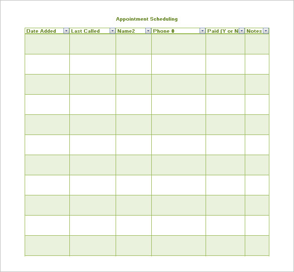 appointment schedules templates