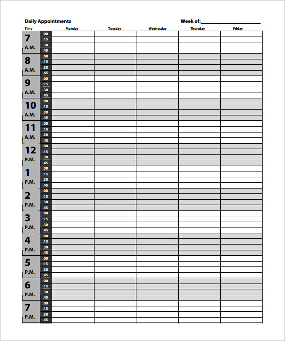 appointment schedules templates