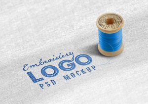 apps design templates fabric embroidered logo mockup psd