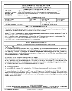 army initial counseling examples front