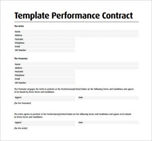 artist contract template template performance contract