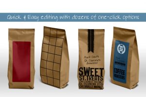 artistic business cards paper bag packaging mockup