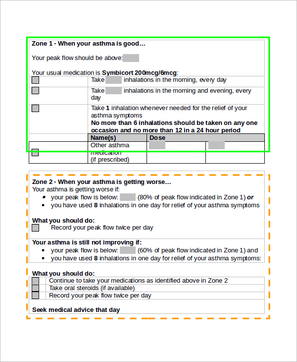 asthma action plan form