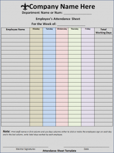 attendance sign in sheet attendance sheet template