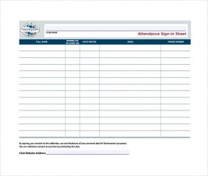 attendance sign in sheet attendance sign in sheet example template free download