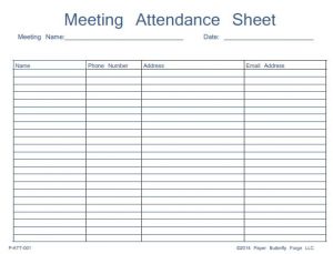 attendance sign in sheet picture p att