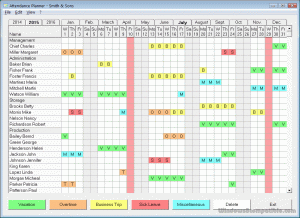 attendance tracker excel screen