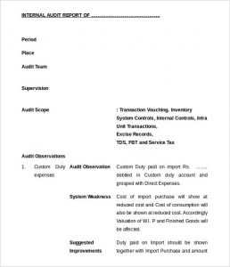 audit report example freee download internal audit report format editable