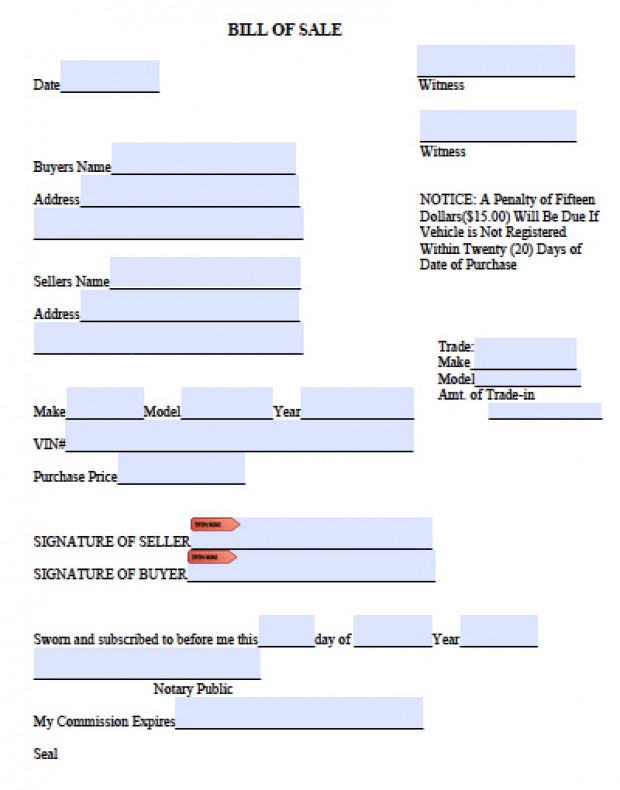 auto bill of sale pdf