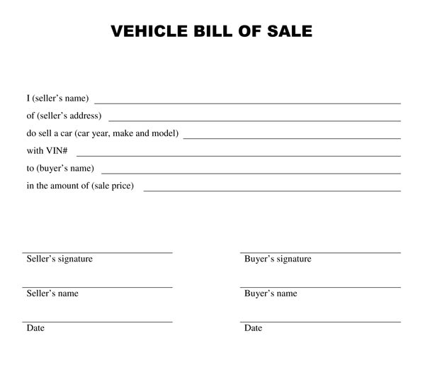 auto bill of sale template