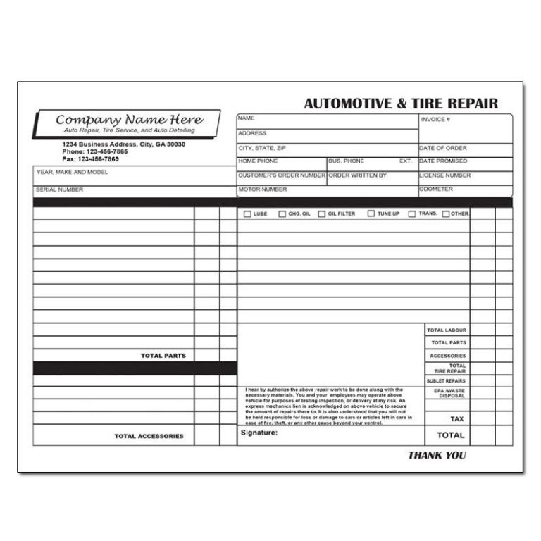 Auto Repair Estimate Template 