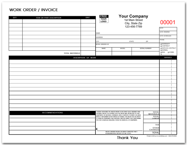 Automotive Work Order Template DocTemplates