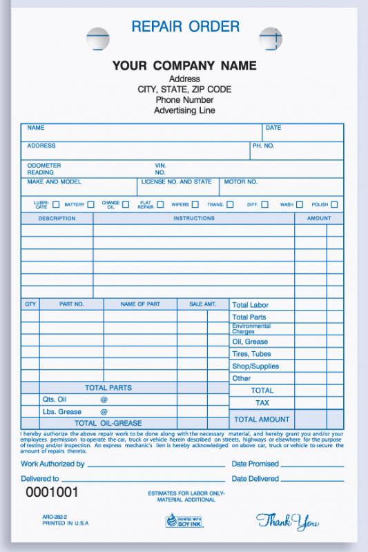 printable sample invoice Repair Invoice  Business Auto Template