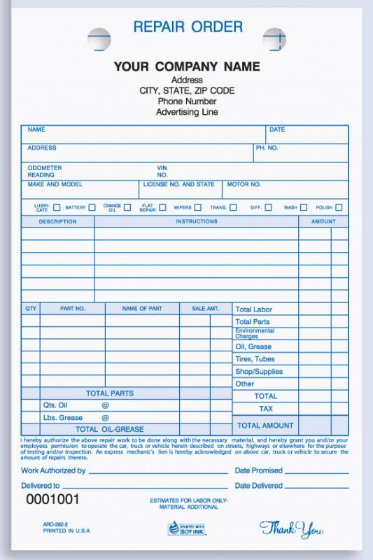 printable sample invoice Repair  Auto Business Invoice Template