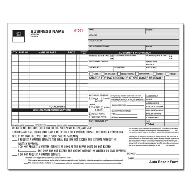 auto repair invoice