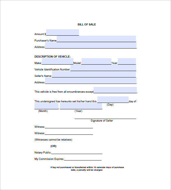 automobile bill of sale pdf