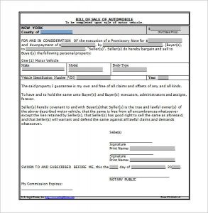 automobile bill of sale template bill of sale and promissory note for car word doc download