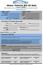 automotive bill of sale form