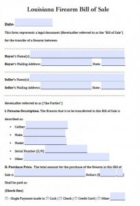 automotive bill of sale form louisiana firearm bill of sale x