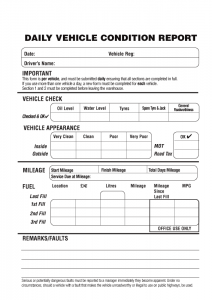 automotive bill of sale template daily vehicle condition report