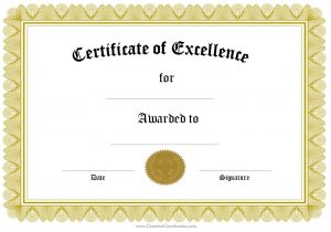 award certificate template free award of excellence