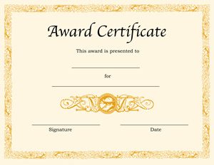 award certificate template free certificate template