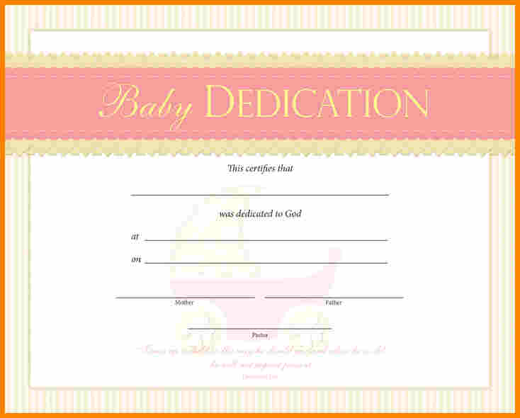 Baby Dedication Certificate | Template Business