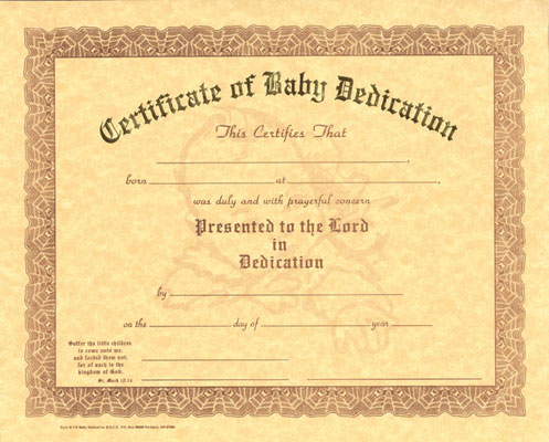 Baby Dedication Certificate | Template Business