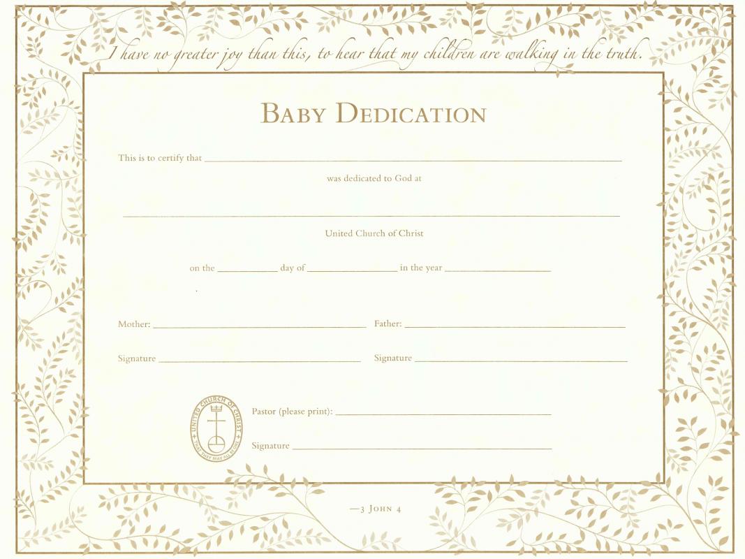 Baby Dedication Certificate Template Business