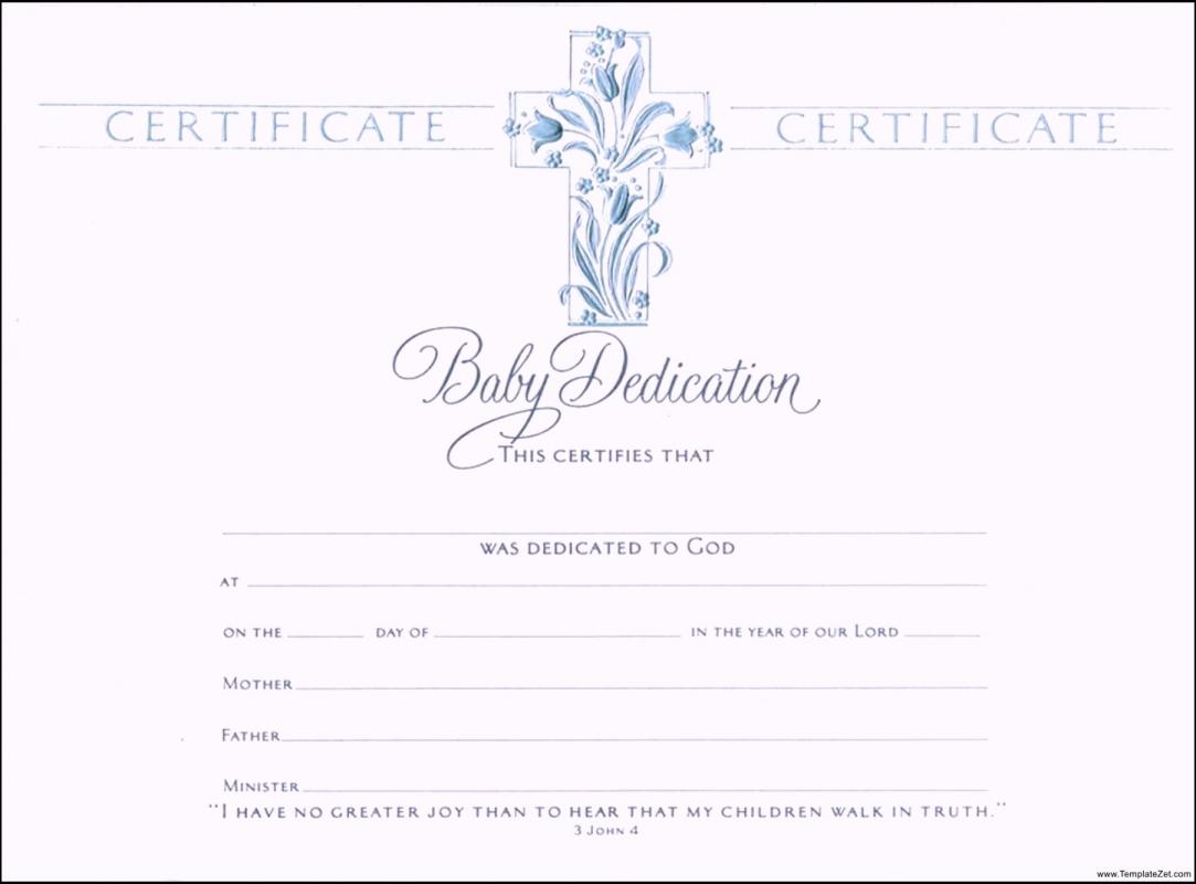 Baby Dedication Certificate Template Business